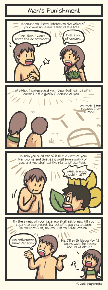 Genesis Bible Christian Comic Strip man punishment adam