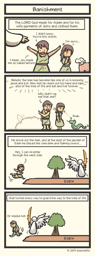 Genesis Bible Christian Comic Strip Banishment of humanity adam and eve